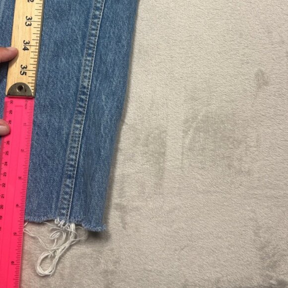 Anine Bing Roy 100% Organic Cotton Raw Hem Button Fly Denim Blue Jeans Size 26 - Picture 8 of 16